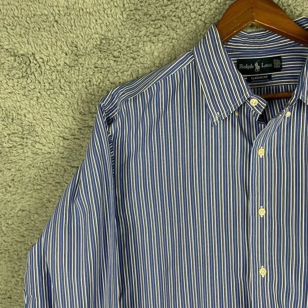 Polo Ralph Lauren Shirt Mens XL Stripe Long Sleeve Button Down Classic Fit
